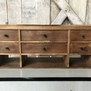 Old Furniture Workshop Hanging 3 Lockers + 6 Drawers Vintage Wood