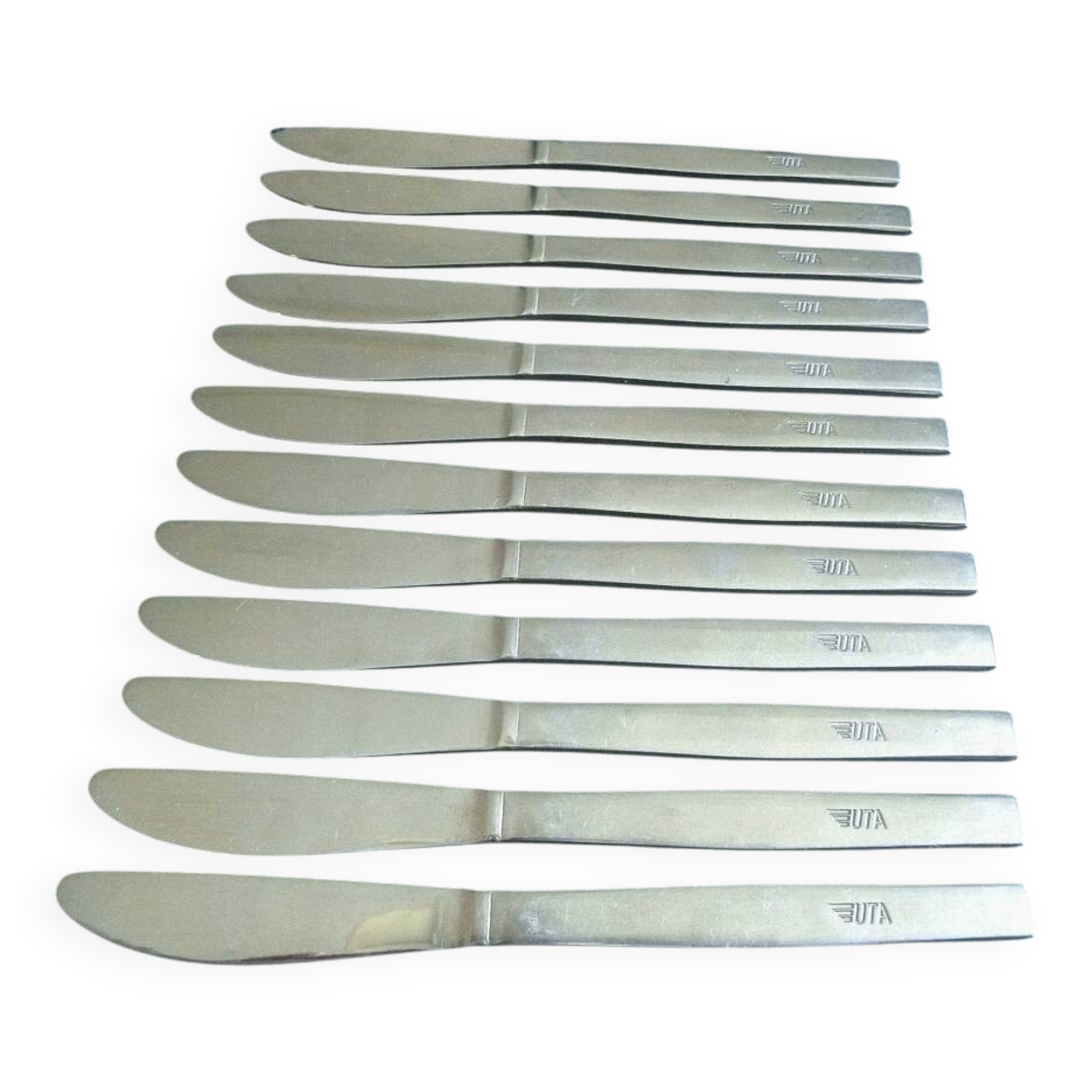 Set of 12 UTA stainless steel knives, vintage