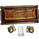 Desk inkwell in molded wood, brass and crystal, late 19th century