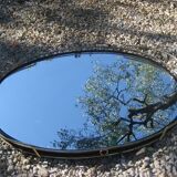 Oval mirror tray, gold metal and Plastofix scoubidou