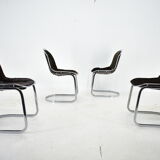 Set of four chrome dining chairs, italy, 1970s
