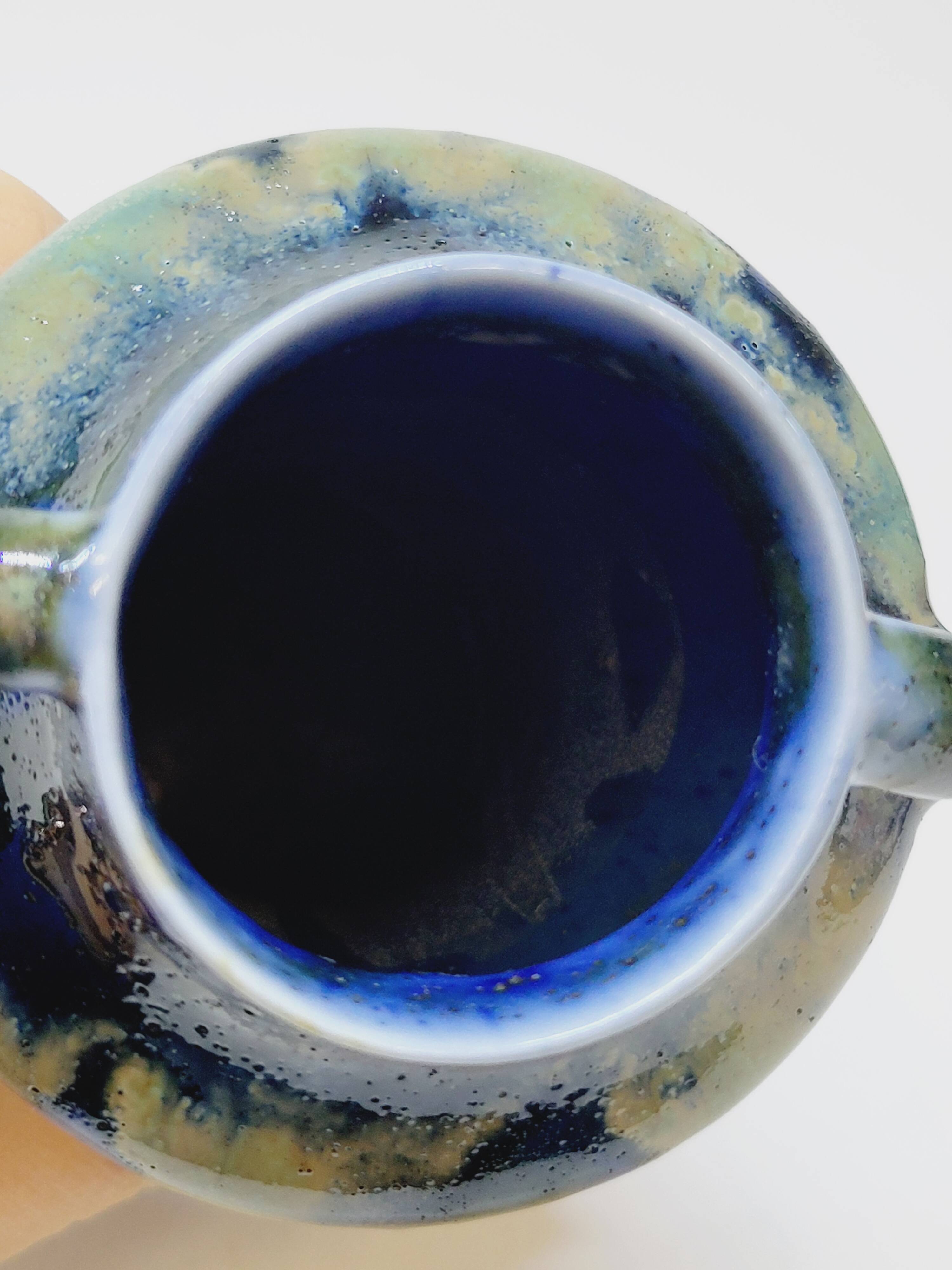 Antique Art Deco Blue Flemmé Stoneware Vase