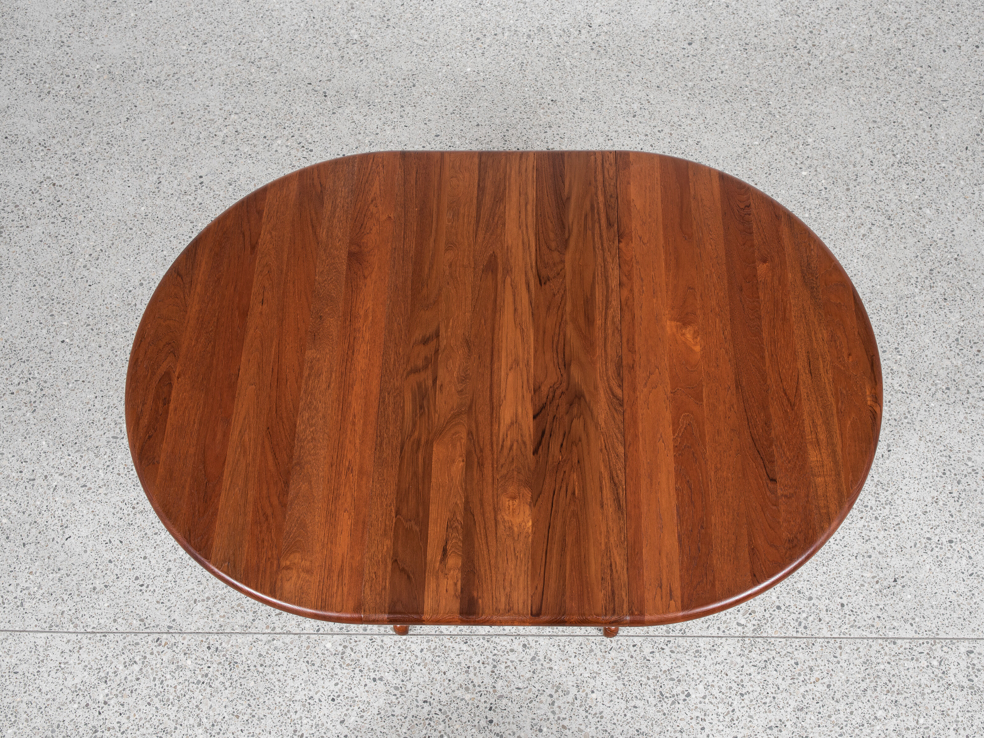 Midcentury Danish round teak dining table with 2 extensions 1960s