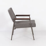 Vintage armchair with teak armrests by Avanti, 1960s, reupholstered