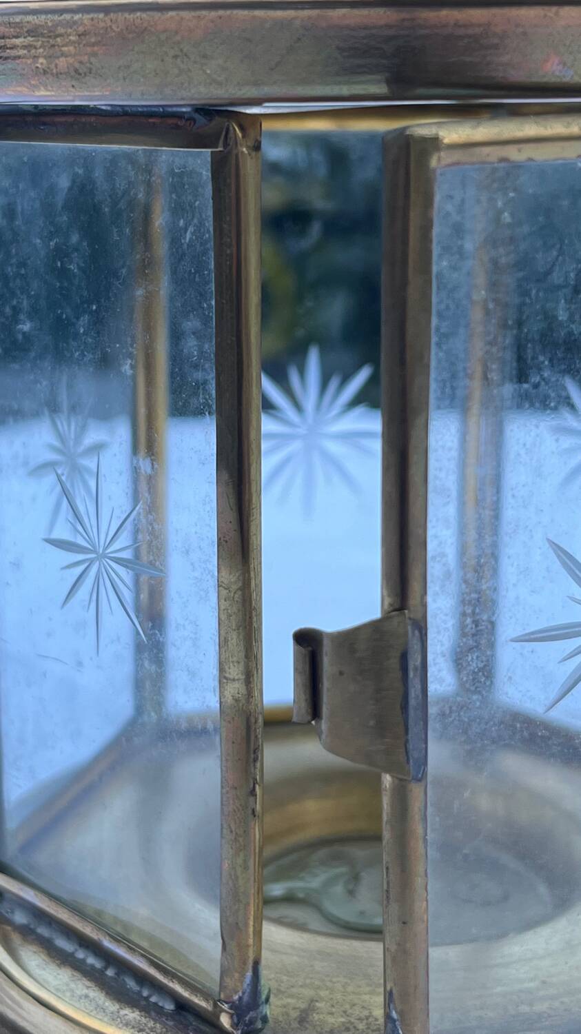 Vintage brass candle holder lantern
