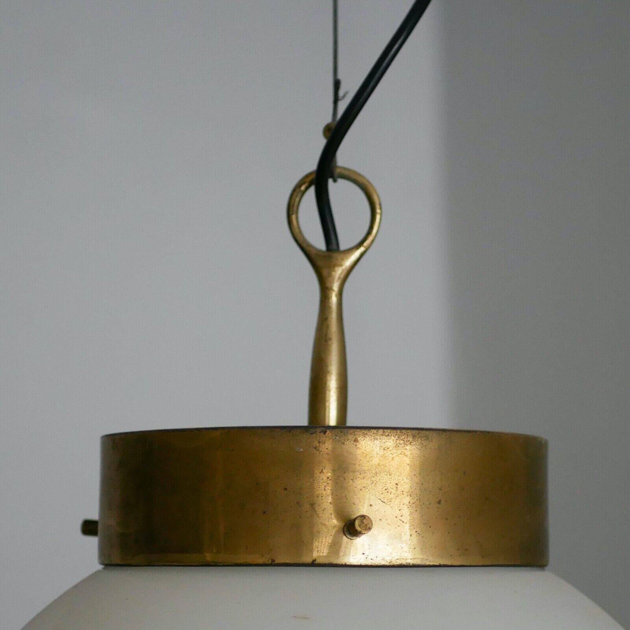 Large Artemide Delta ceiling light - 1960s - Sergio Mazza - Brass and glass