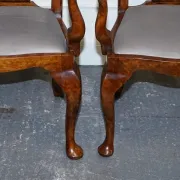 Art Deco Queen Anne Style Armchairs in Walnut Burl, 1920s, Set of 2