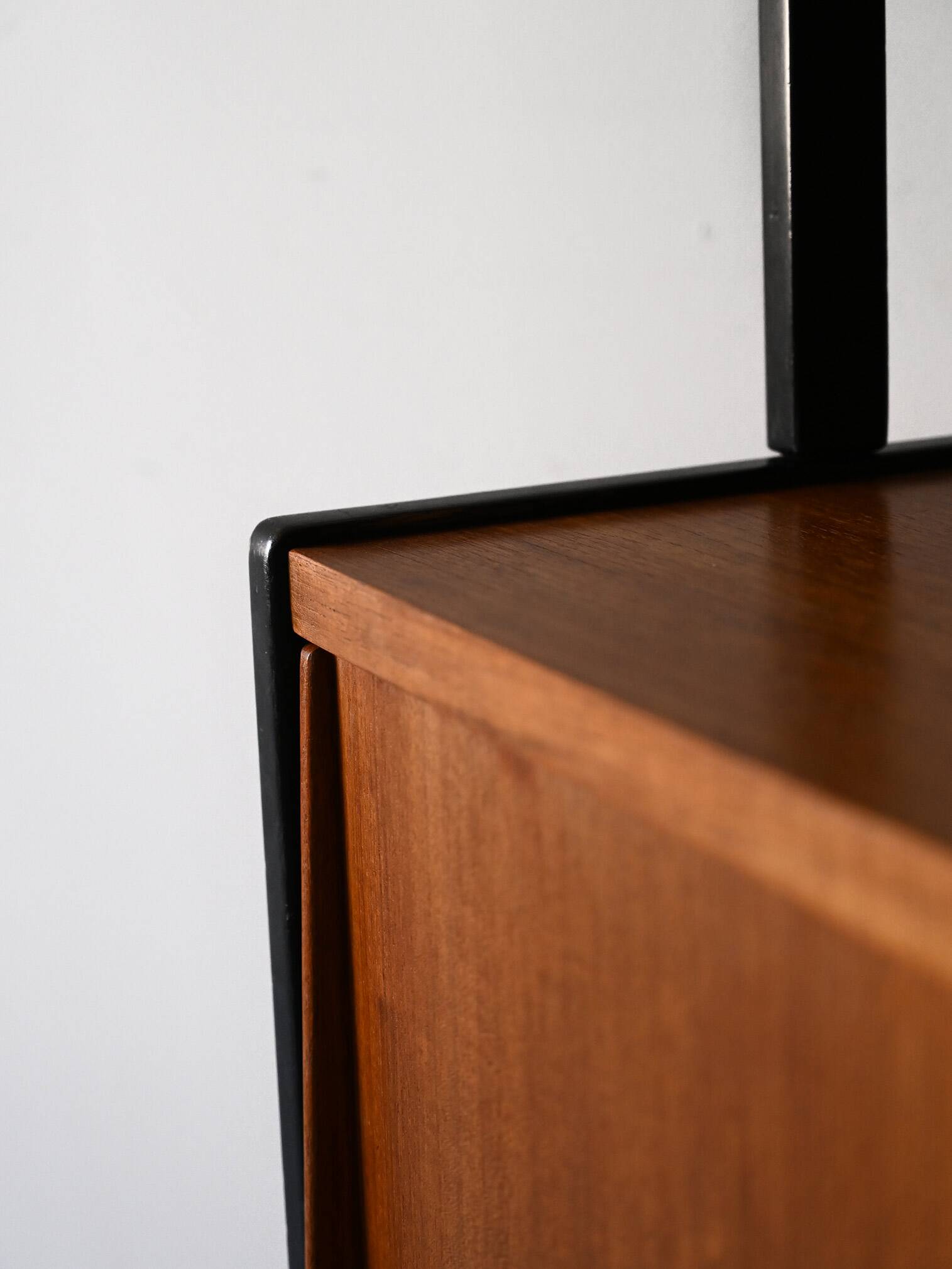 Scandinavian teak bookcase with black details