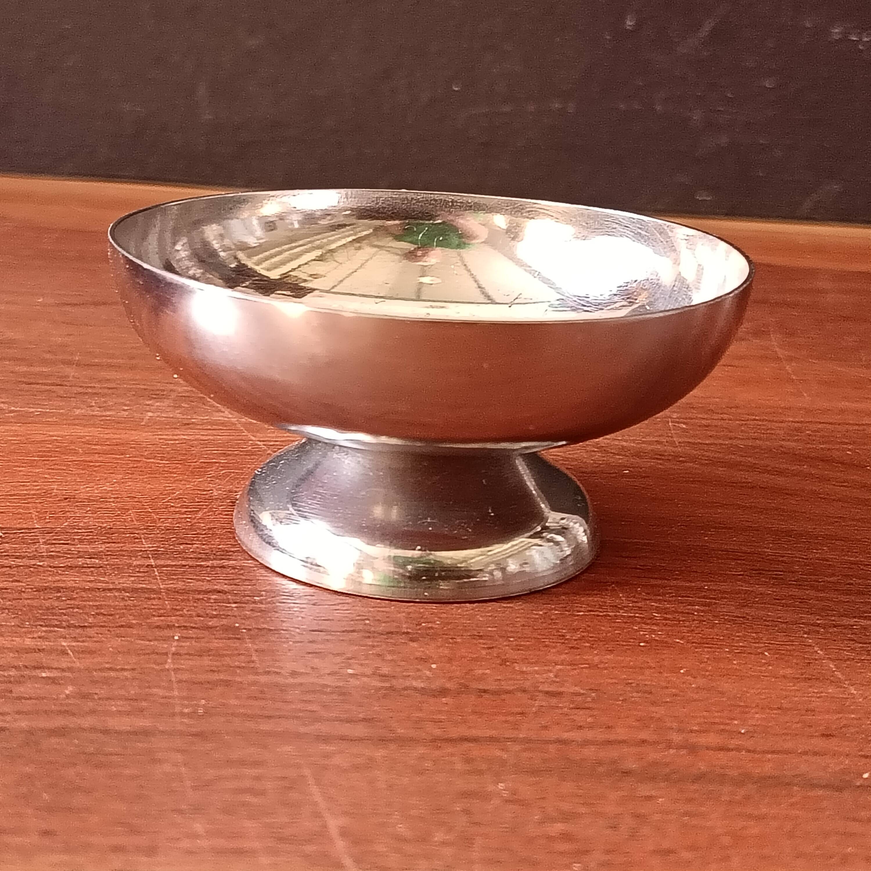 6 coupes à glace et cuillères en acier inoxydable, français, bol inox