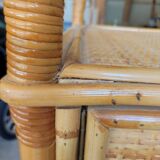 Two-door wicker and bamboo wardrobe