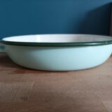 Plat rond oreille métal émaillé vert eau liseré dp 0323152