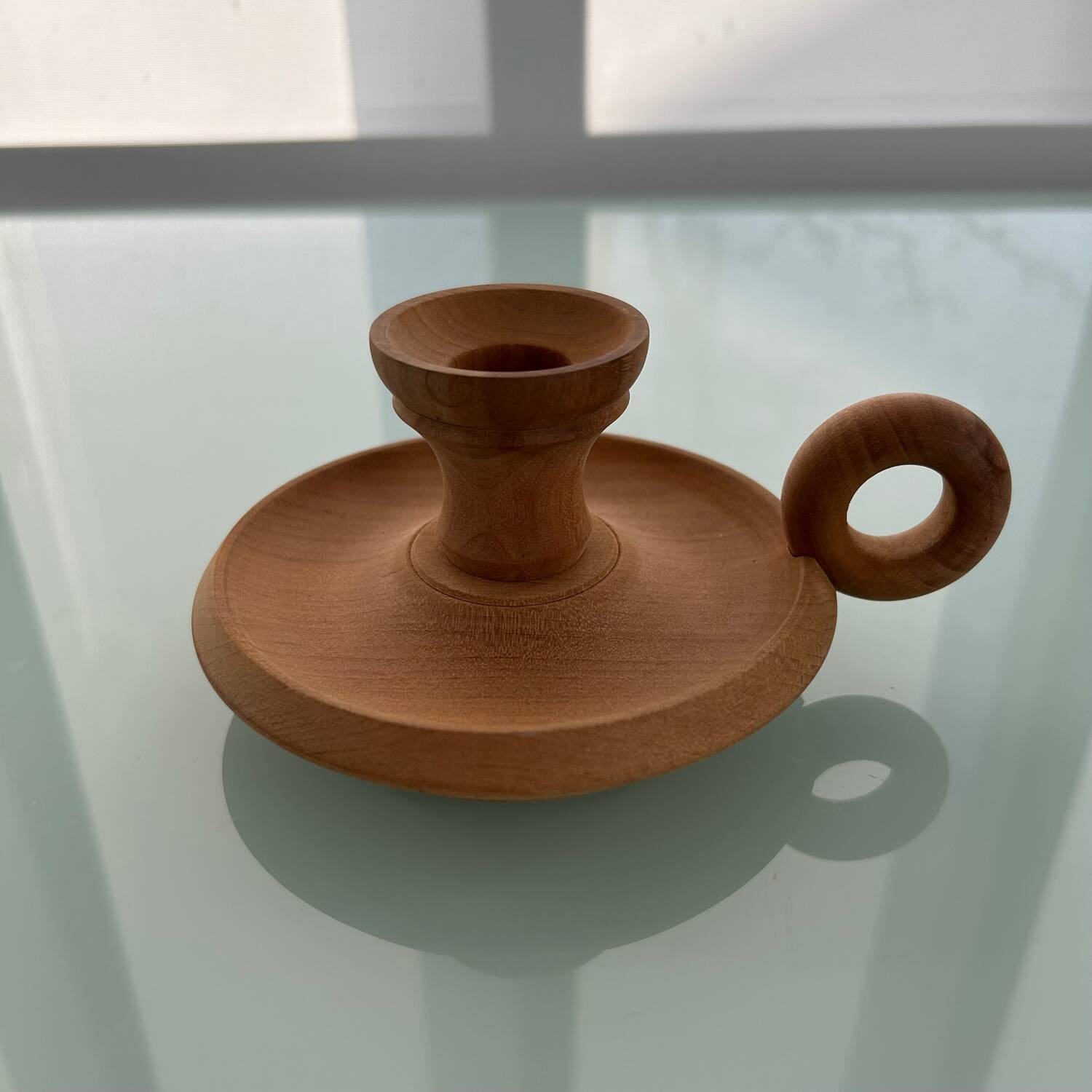 Natural wood candle holder