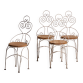 Anciennes chaises de jardin blanches (vers 1920). Ensemble de 4 pièces