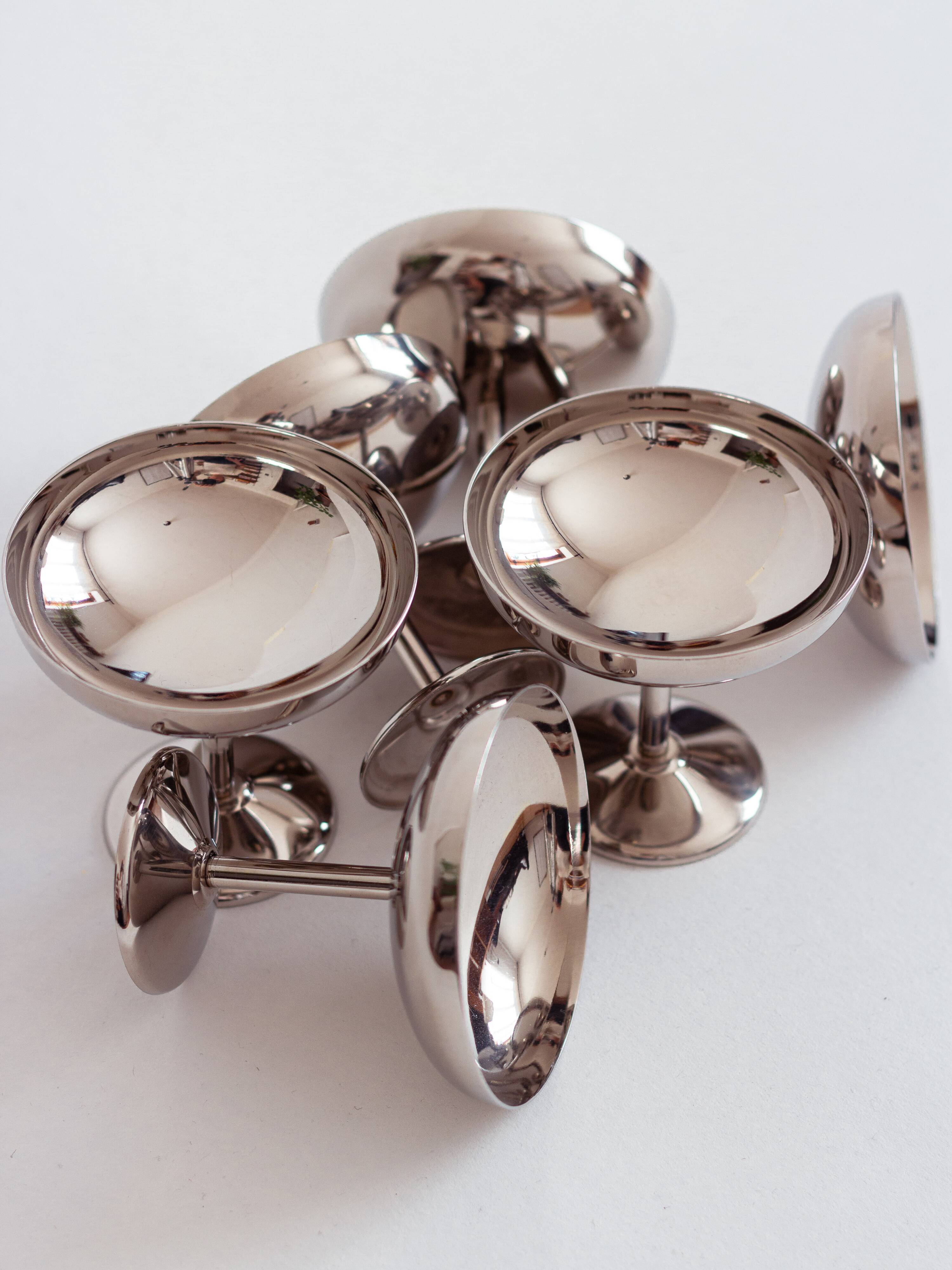 Set of six minimalist ice cream cups, Italy, 1970s