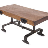 Brutalist solid elm coffee table, 1950