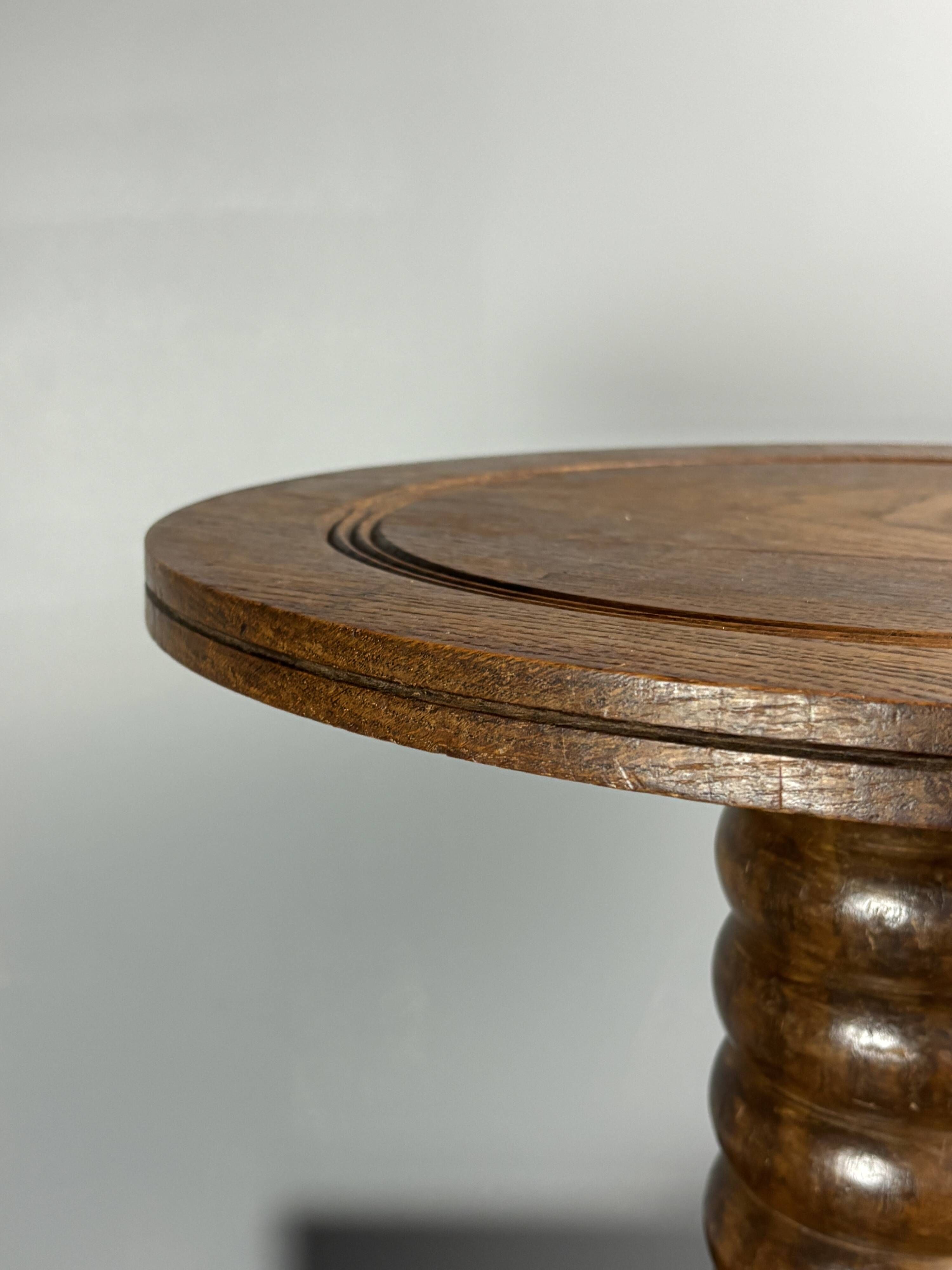 Chunky low wood turned side table in the style of Charles Dudouyt, 1950s