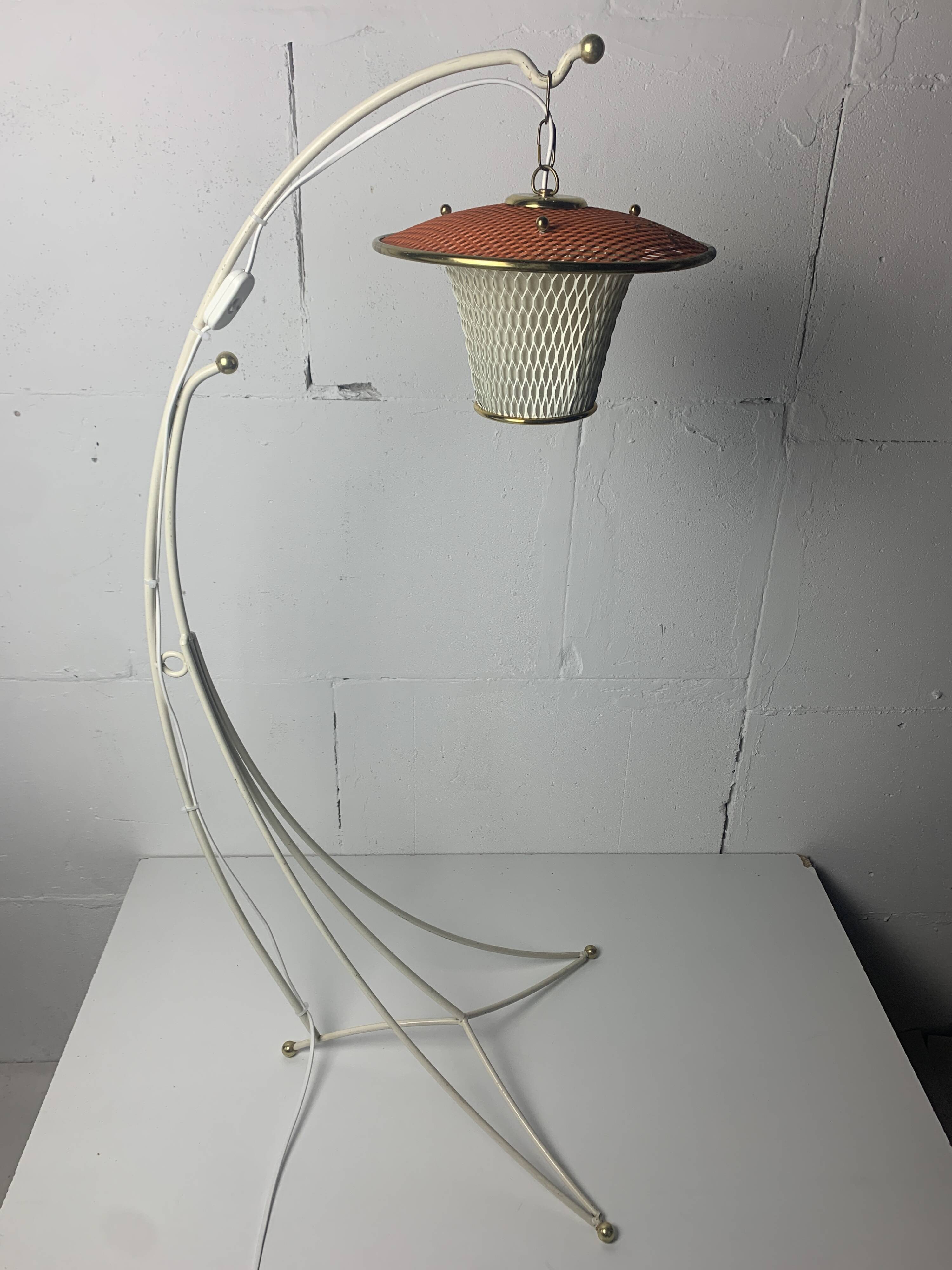 Midcentury French rockabilly lantern low floor lamp, 1950s