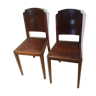 Paire de chaises cuir et bois