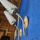Pair of vintage 1970 glass and metal wall lights