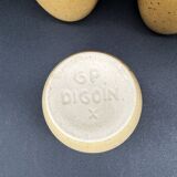 10 glazed stoneware cups signed Digoin