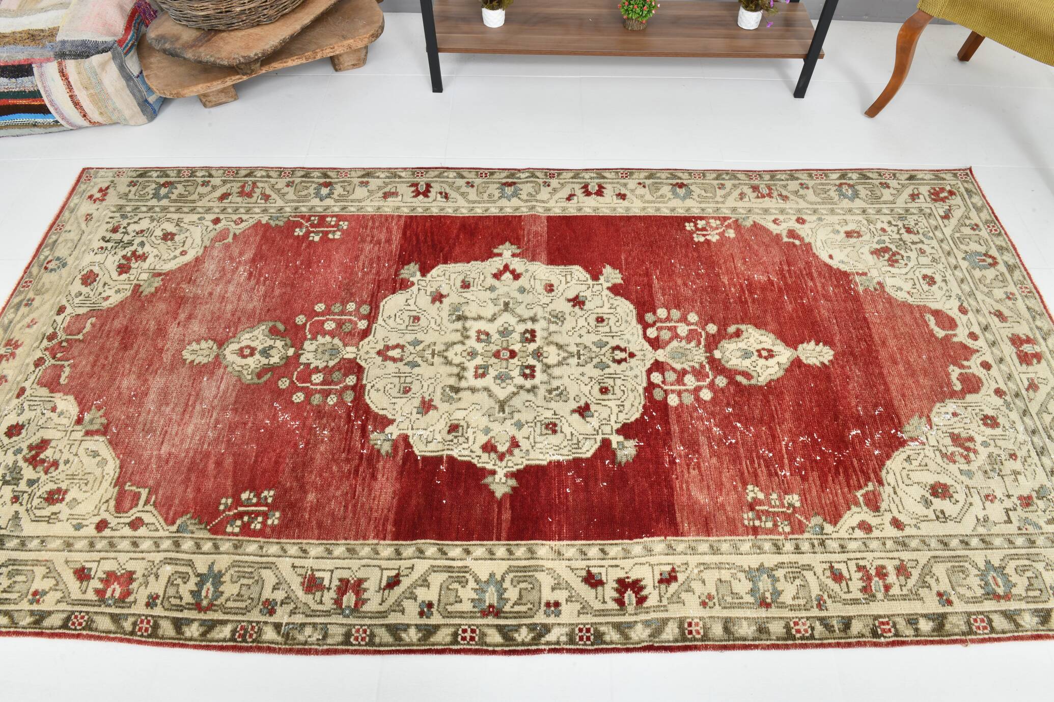 Red & Beige Oriental Vintage Rug 130x257Cm SK 22857
