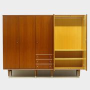 Large vintage mid century 5-door wardrobe with three drawers in teak, 1960s