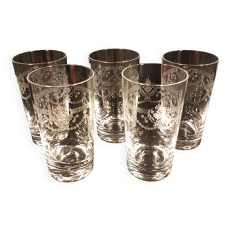 5 verres à orangeade Cristal d'Arques