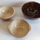 Lot of 3 old eared and artisanal bowls