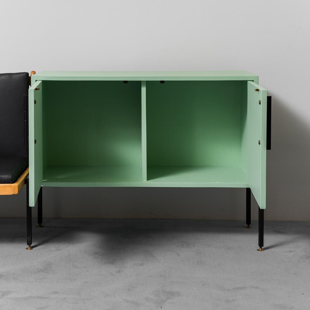 Buffets en bois canapé vert 2 places 60s vintage moderne