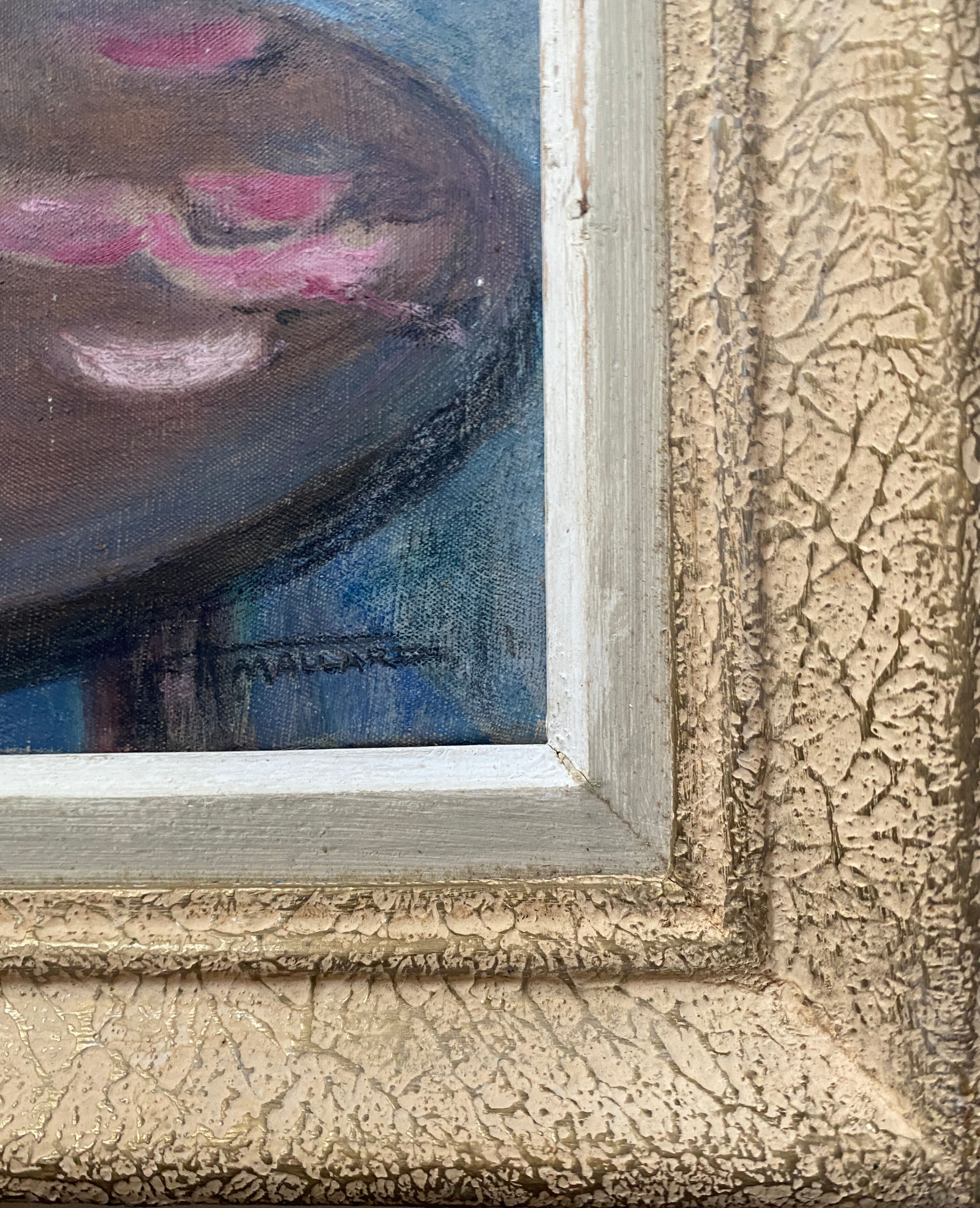 Painting "Bouquet of roses in vase" HST signed (to decipher)