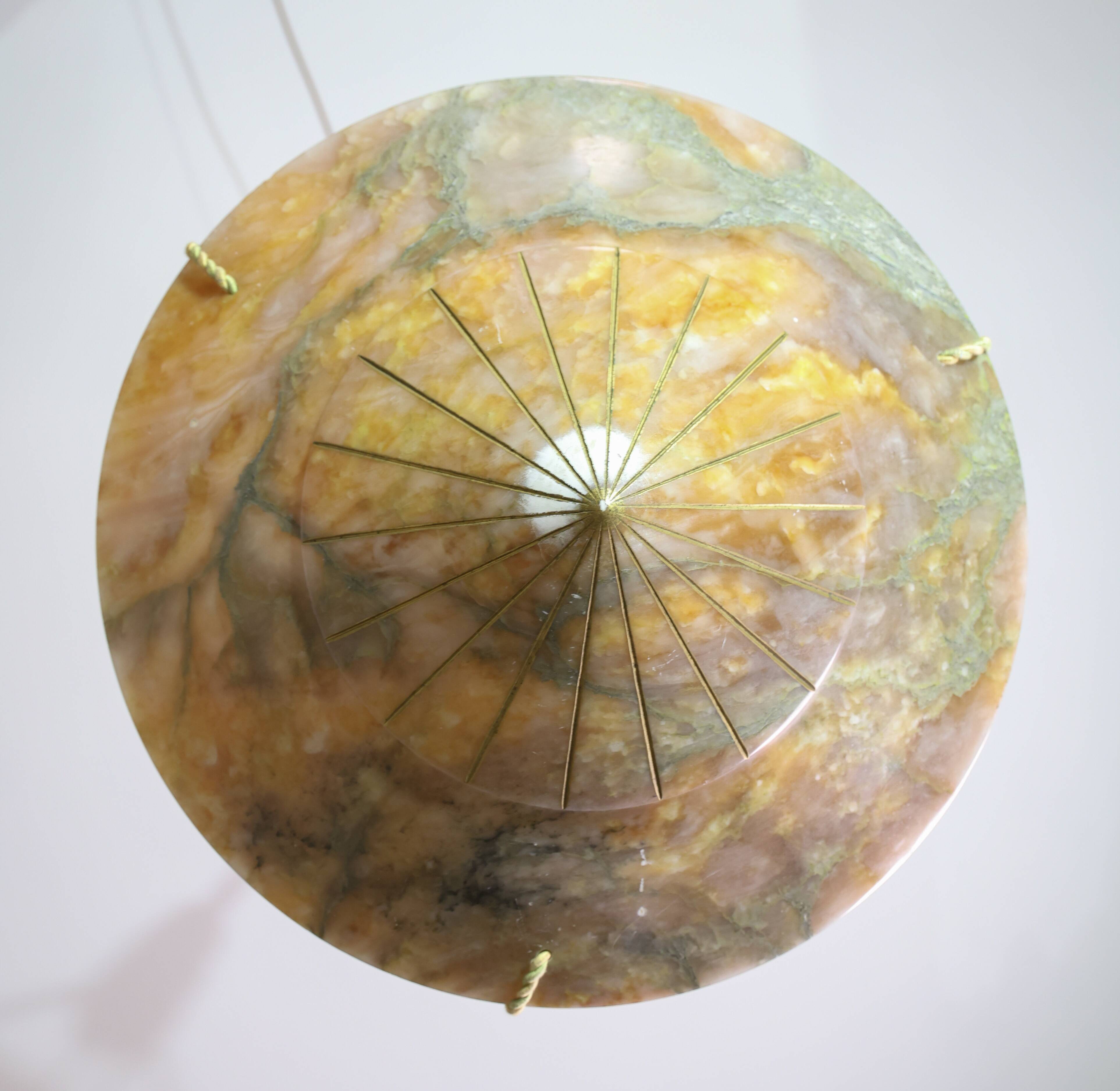 Extra Large Antique Art Decò Liberty Alabaster Chandelier, 1940s