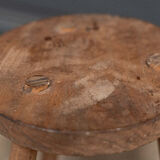 Suite of 3 brutalist stools XXth tripod feet