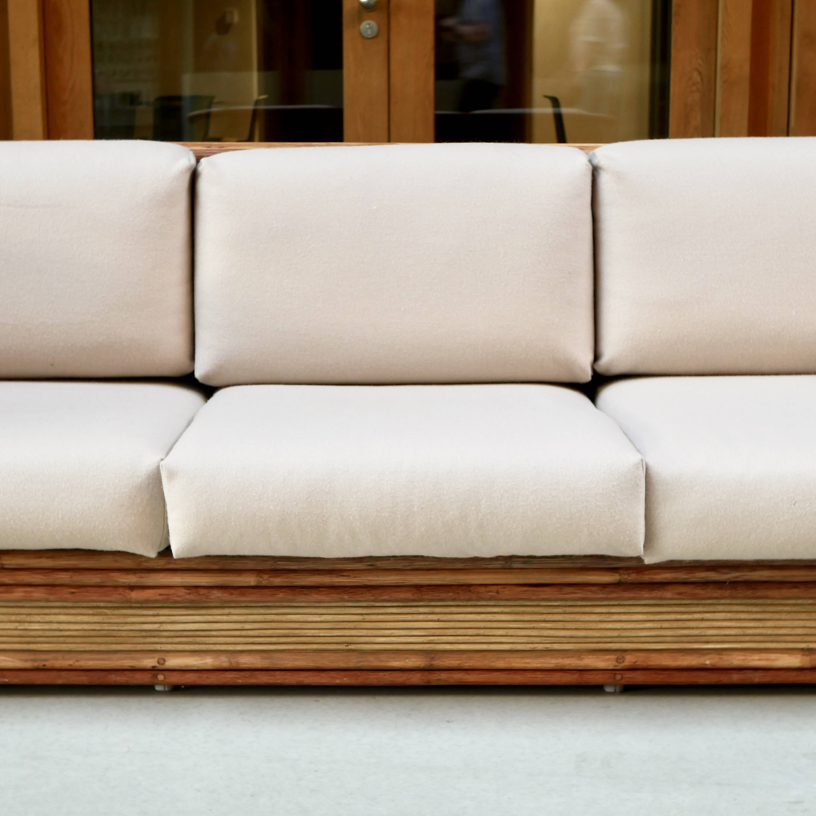 Maugrion rattan sofa for Roche Bobois, 1980s