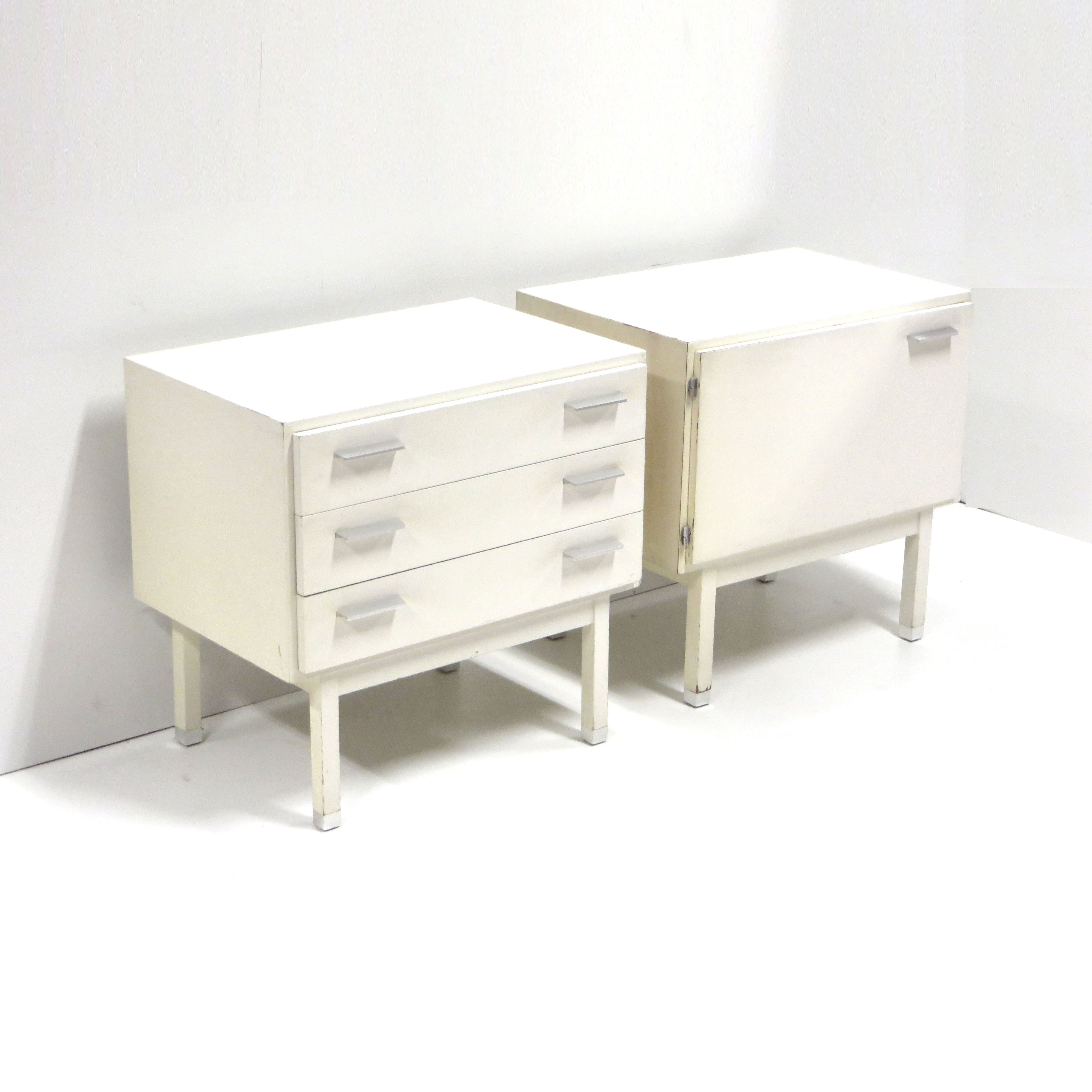 Set of two vintage white bedside tables made in the 70s