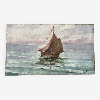 Oil on canvas, maritime landscape