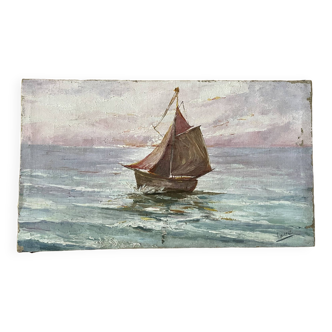 Oil on canvas, maritime landscape