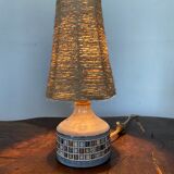 Ceramic lamp Vallauris Old Mill year 60 lampshade rope
