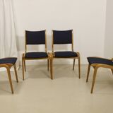 Set of 4 Scandinavian design chairs curved wood from the 60s. Ref JADOU