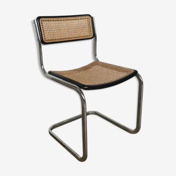 Chaise noire et chrome 1970