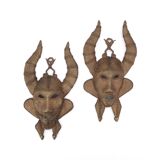Paire de masques Africains en laiton, années 70
