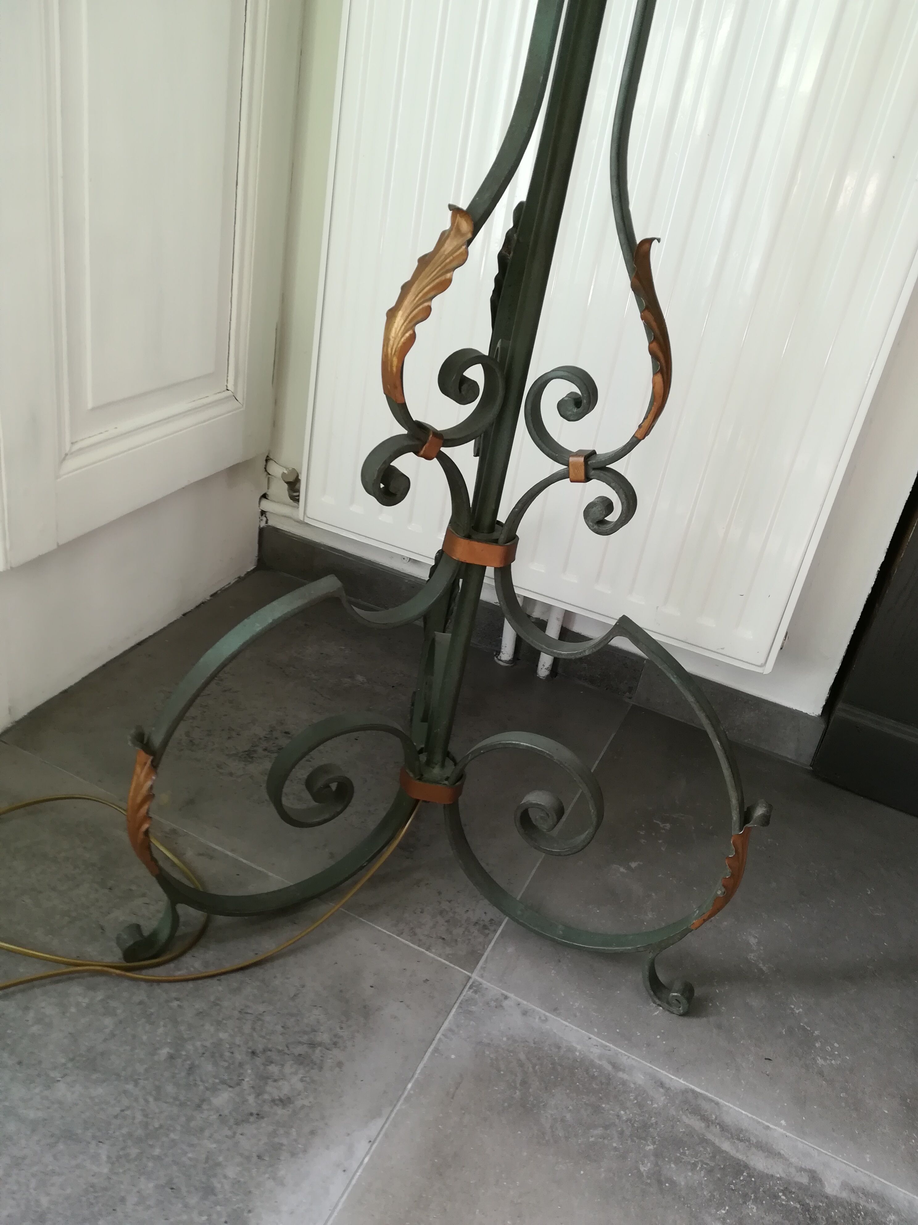 Antique wrought iron floor lamp
