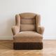 Vintage 1970s armchair in beige fabric with fringes.