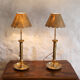 Pair of brass candlesticks lamps