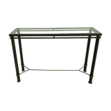 Iron console forged glass top xxeme pietement in x