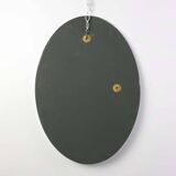 Art Deco Oval Nickel‑Plated Metal Mirror, Belgium, ca. 1925