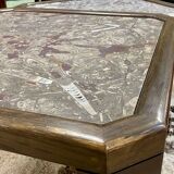 Pair of coffee tables in oak and fossil stone