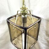 Lantern 1 light bamboo and smoked glasses