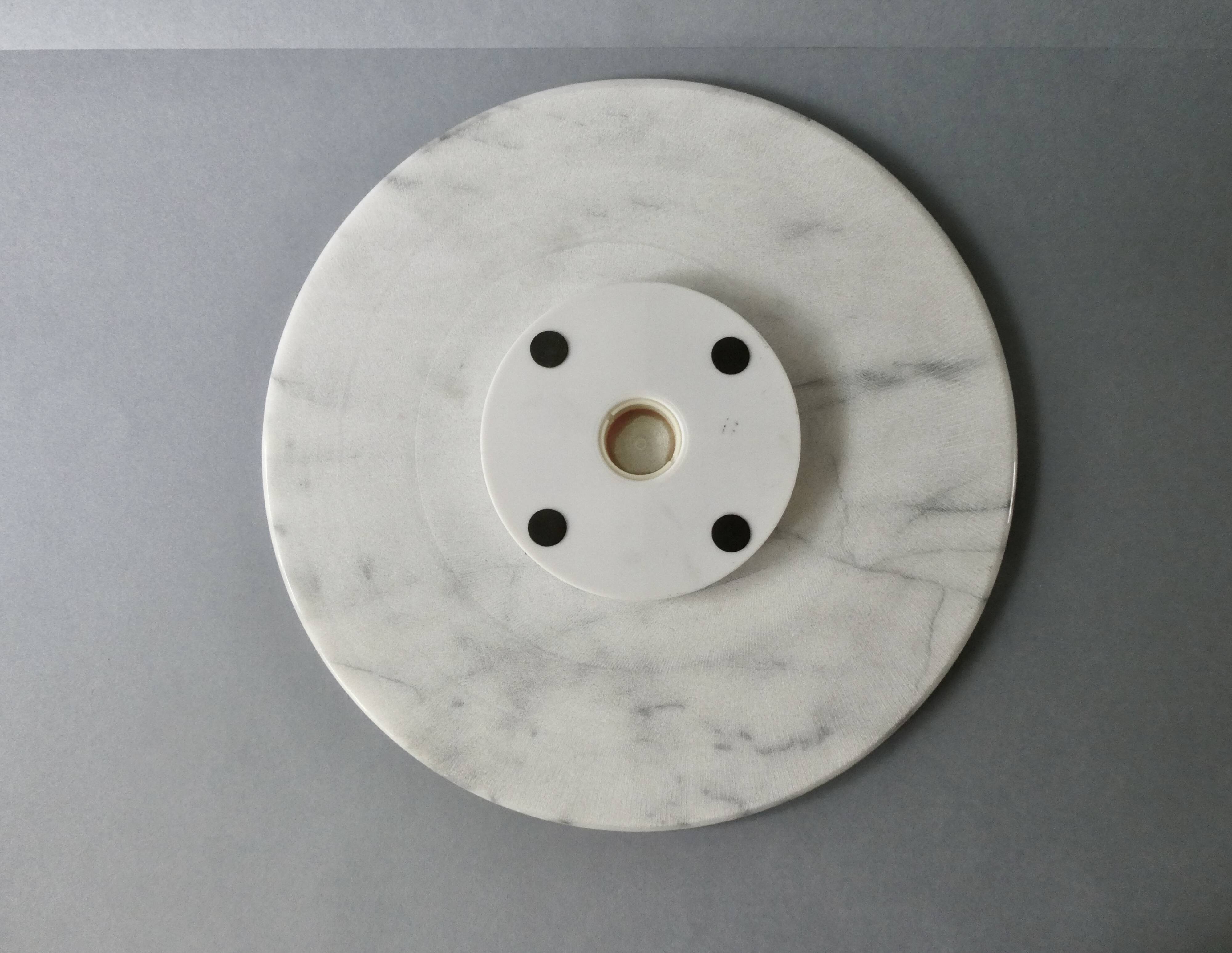 Large white marble cheese platter, rotating, D 31 cm