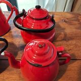 Set of 6 red glazed teapots