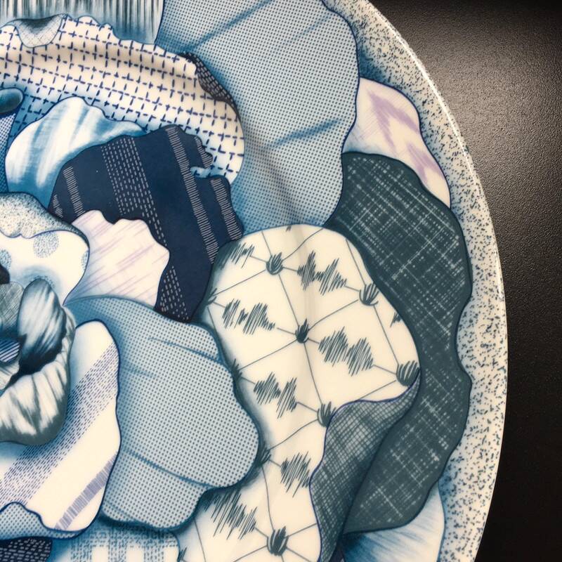 Assiette Présentation 31cm Taitu Milano Bluebianco 1987 Vintage